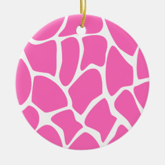 Adorno De Cerámica Patrón de impresión de jirafa en rosa brillante.