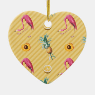 Adorno De Cerámica Patrón de limón de mango amarillo Flamingo