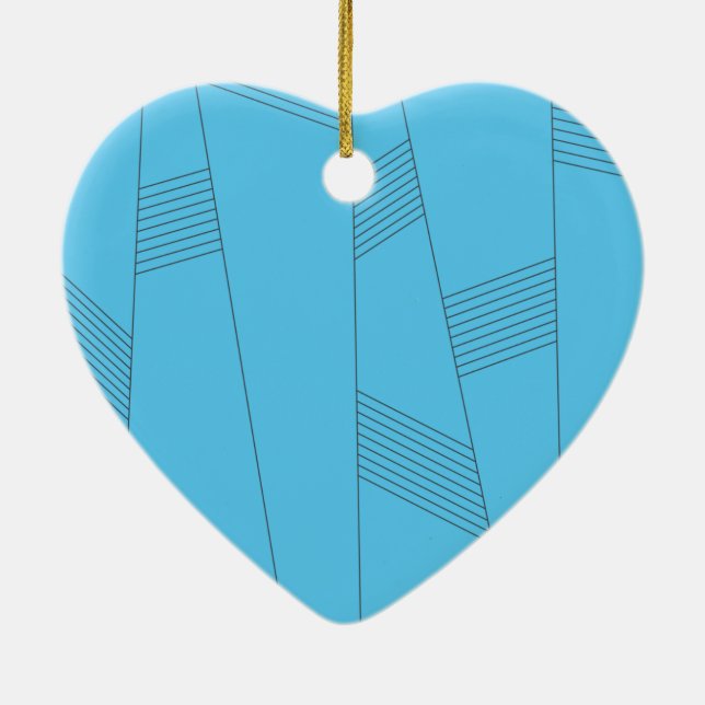 Adorno De Cerámica Patrón de línea azul, simple, elegante y abstracto (Atrás)