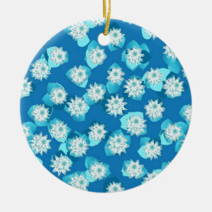 Adorno De Cerámica Patrón de los maníes, turquesa, azul y blanco