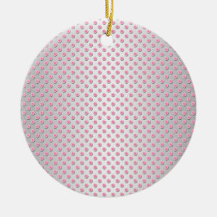 Adorno De Cerámica Patrón de lunares rosados y blancos plateados