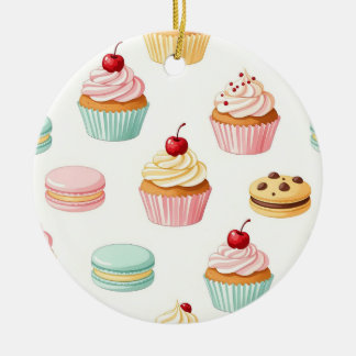 Adorno De Cerámica Patrón de macarón de magdalena dulce