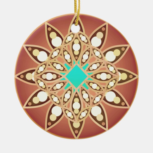 Adorno De Cerámica Patrón de Mandala en caramelo y chocolate (Frente)