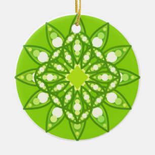 Adorno De Cerámica Patrón de Mandala en tonos verde cal