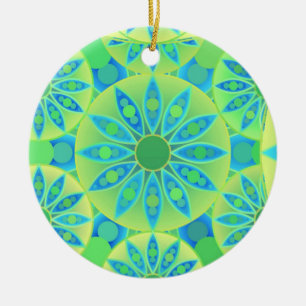 Adorno De Cerámica Patrón de Mandala, turquesa, azul, verde tilo