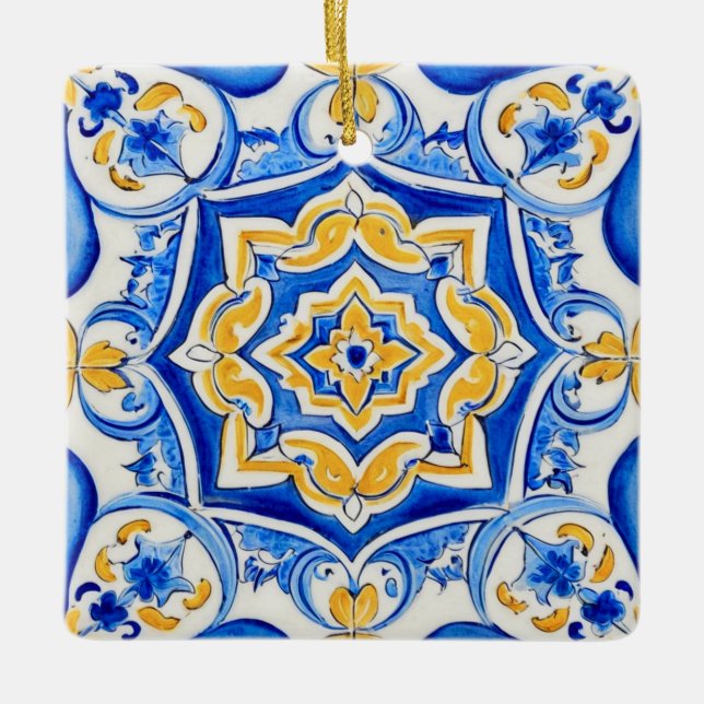 Adorno De Cerámica Patrón de mayólica pintado a mano (Anverso)