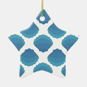 Adorno De Cerámica Patrón de mosaico de las conchas azules