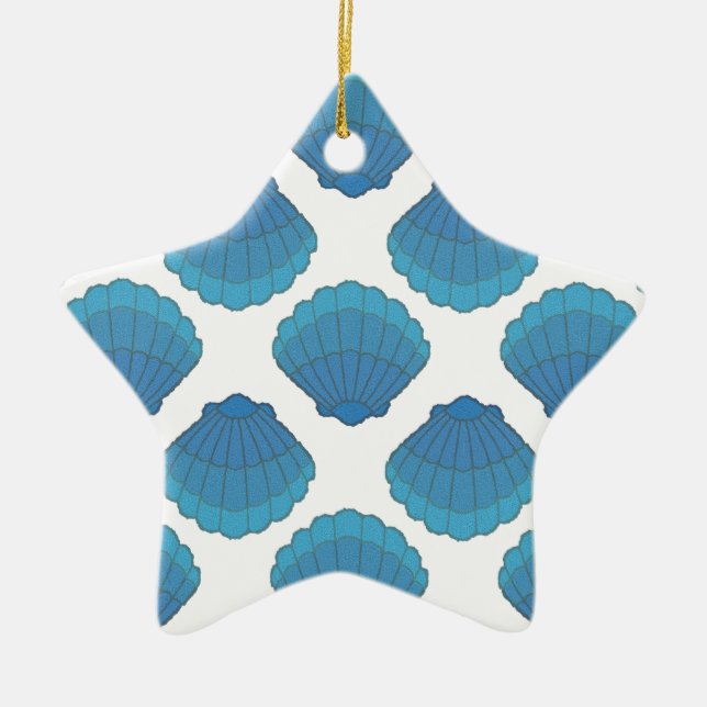 Adorno De Cerámica Patrón de mosaico de las conchas azules (Frente)