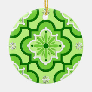 Adorno De Cerámica Patrón de mosaico marroquí - Verde animado