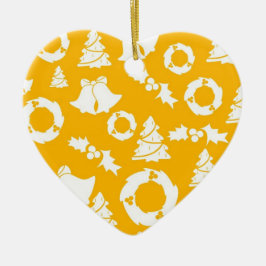 Adorno De Cerámica Patrón de Navidades amarillos