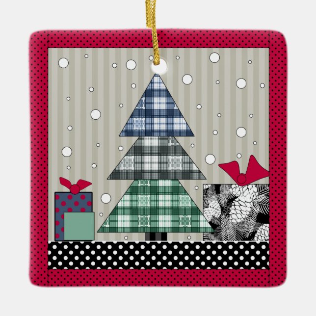 Adorno De Cerámica patrón de navidades, aplicable, año nuevo, navidad (Anverso)