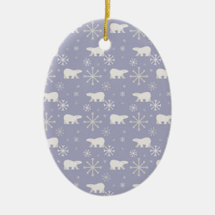 Adorno De Cerámica Patrón de navidades con osos polares y copos de ni