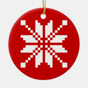 Adorno De Cerámica Patrón de Navidades de copos de nieve de Navidad