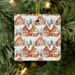 Adorno De Cerámica Patrón de Navidades de vacaciones de pan de jengib