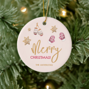 Adorno De Cerámica Patrón de Navidades modernos Pastel