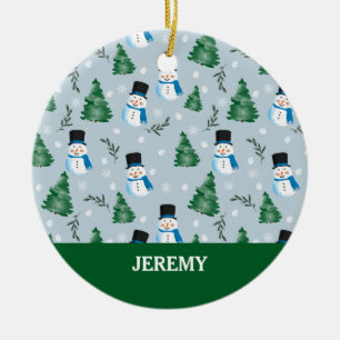 Adorno De Cerámica Patrón de Nieve de invierno de color de agua suave