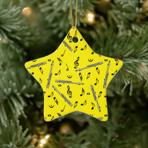 Adorno De Cerámica Patrón de notas de música piccolo