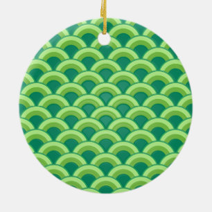 Adorno De Cerámica Patrón de onda Art Deco - verde jade