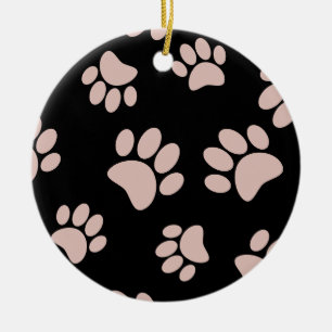 Adorno De Cerámica Patrón De Oro Y Papas De Perro Negro Rosa