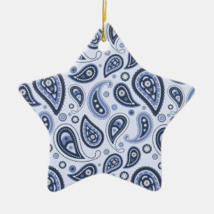 Adorno De Cerámica Patrón de Paisley Azul