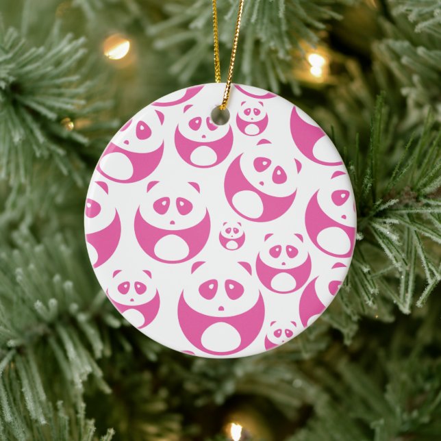 Adorno De Cerámica Patrón de Panda Blanco y Rosa para el bebé Kawaii (Árbol)