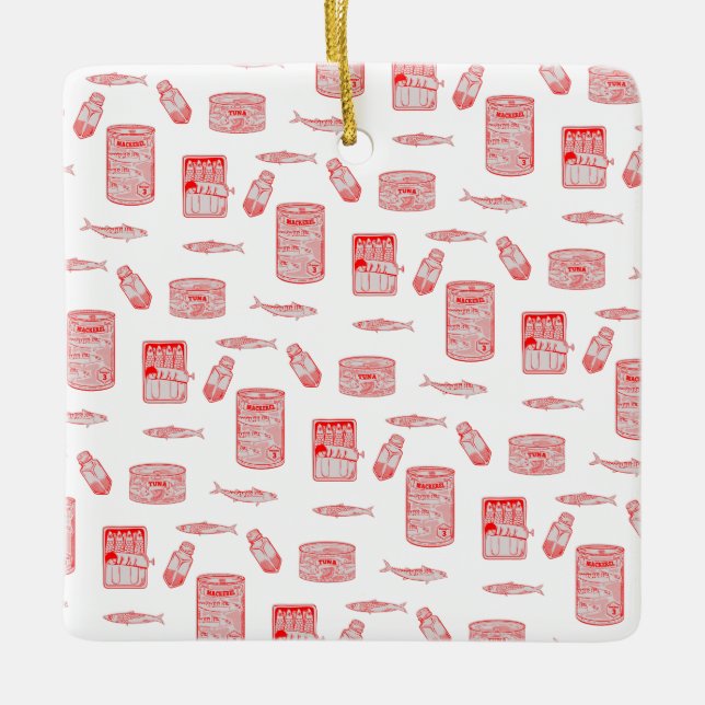 Adorno De Cerámica Patrón de peces tintos (Anverso)