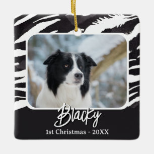 Adorno De Cerámica Patrón de Pelo de Border Collie Foto 1er Navidad
