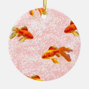 Adorno De Cerámica Patrón de pescado dorado rosa