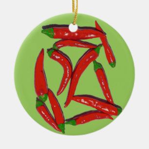 Adorno De Cerámica Patrón de pimientos de chile rojo caliente