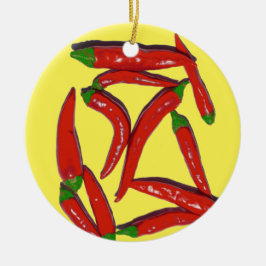 Adorno De Cerámica Patrón de pimientos de chile rojo caliente