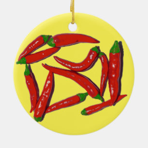 Adorno De Cerámica Patrón de pimientos de chile rojo caliente