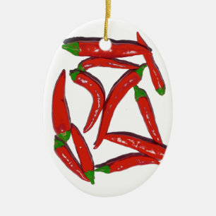 Adorno De Cerámica Patrón de pimientos de chile rojo caliente