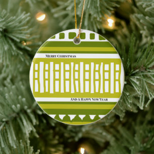 Adorno De Cerámica Patrón de punto de ribete a rayas MAZ 081 Navidad 