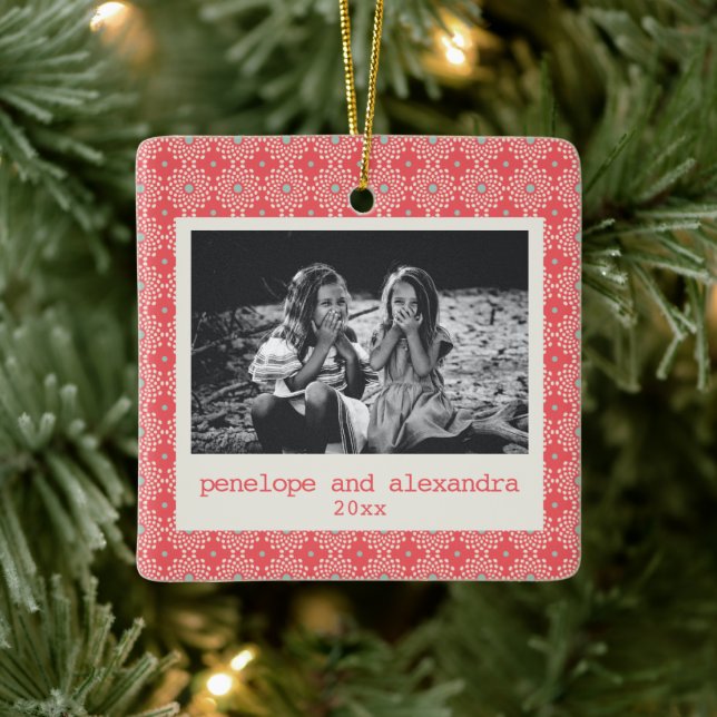 Adorno De Cerámica Patrón de Punto Rojo Festividad Fotografía persona (Árbol)