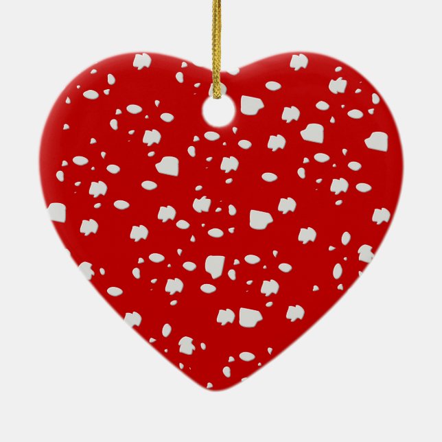 Adorno De Cerámica patrón de puntos con hongo de toadstool rojo (Atrás)