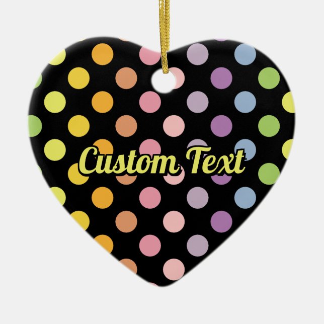 Adorno De Cerámica Patrón de puntos de polka arco iris (Frente)