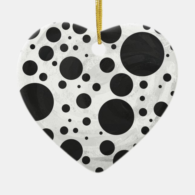Adorno De Cerámica Patrón de puntos de polka negro de Kohl (Frente)