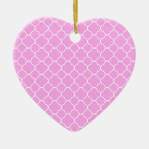 Adorno De Cerámica Patrón De Quatrefoil Rosa Y Blanco
