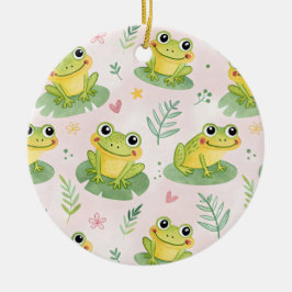 Adorno De Cerámica Patrón de ranas lindas