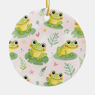 Adorno De Cerámica Patrón de ranas lindas