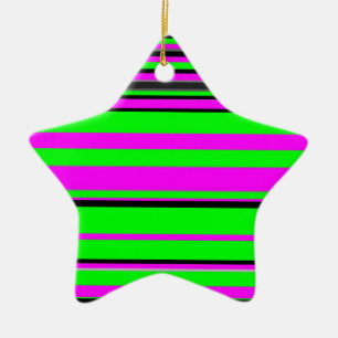 Adorno De Cerámica Patrón de rayas color negro verde rosado caliente