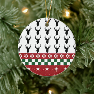 Adorno De Cerámica Patrón de suéter feo de Navidad Copo de nieve Cier