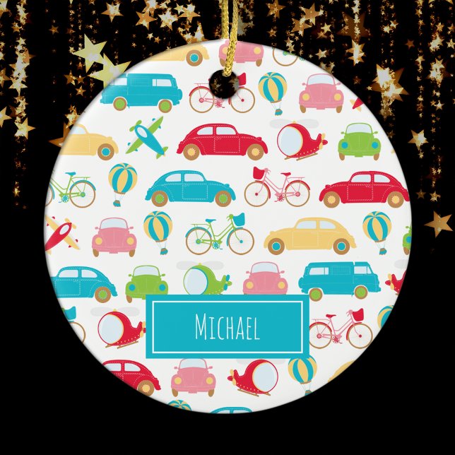 Adorno De Cerámica Patrón de vehículos de niño pequeño con Navidades  (Subido por el creador)