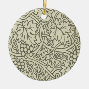 Adorno De Cerámica Patrón de vid de uva gris verde de William Morris