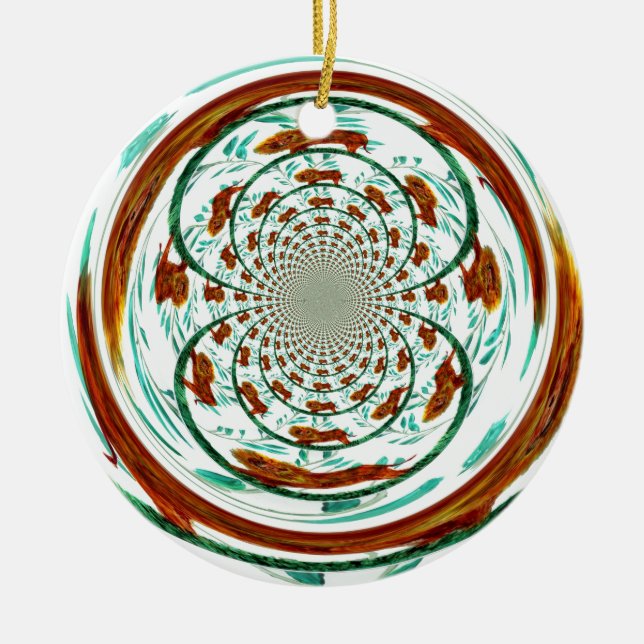 Adorno De Cerámica Patrón De Vida Silvestre De Los Leones Ratos (Frente)