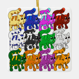 Adorno De Cerámica Patrón De Xmas Cuadros Gatito