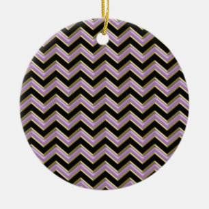 Adorno De Cerámica Patrón de zigzag negro de oro antimetista