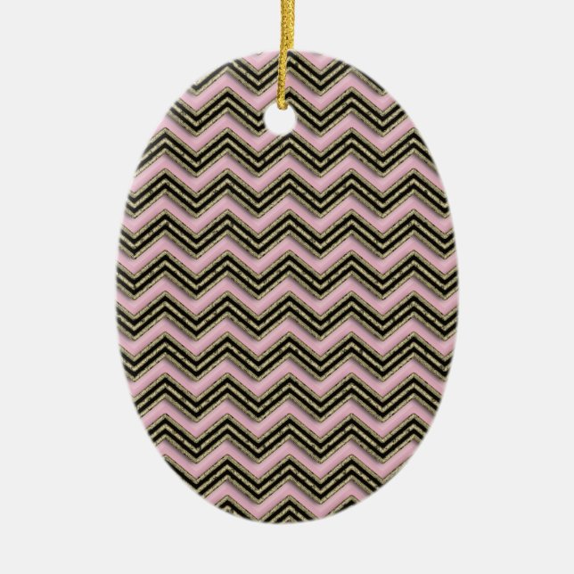 Adorno De Cerámica Patrón de zigzag negro y rosa (Frente)