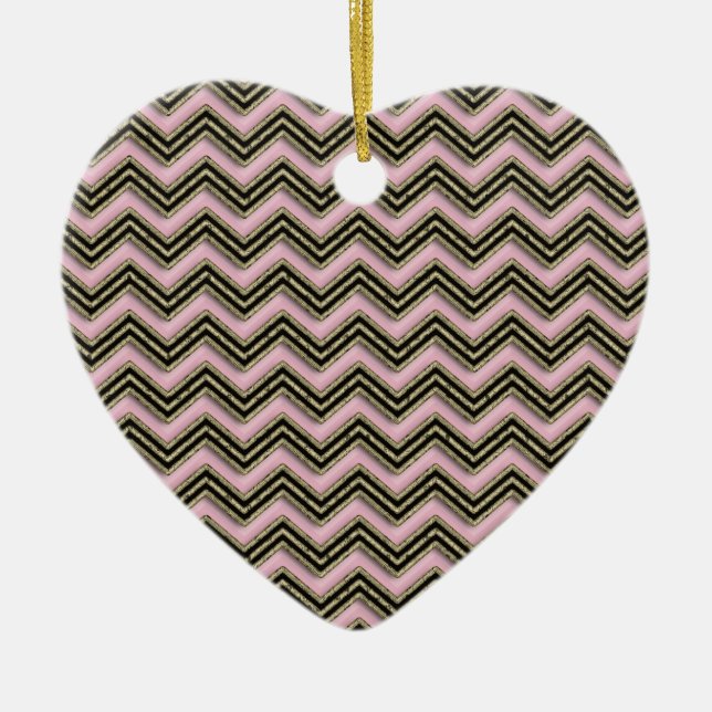Adorno De Cerámica Patrón de zigzag negro y rosa (Frente)