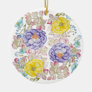 Adorno De Cerámica Patrón elegante de acuarela floral